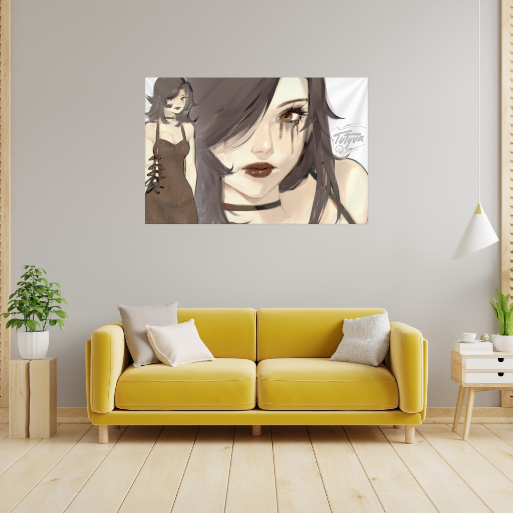 Goth Anime Girl Wall Tapestry