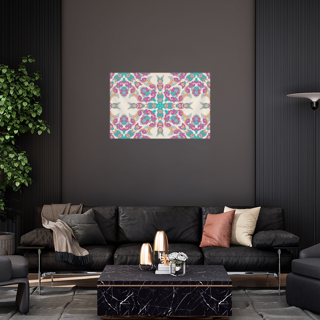 Colorful Oriental Symmetrical Mandala Pattern Wall Tapestry