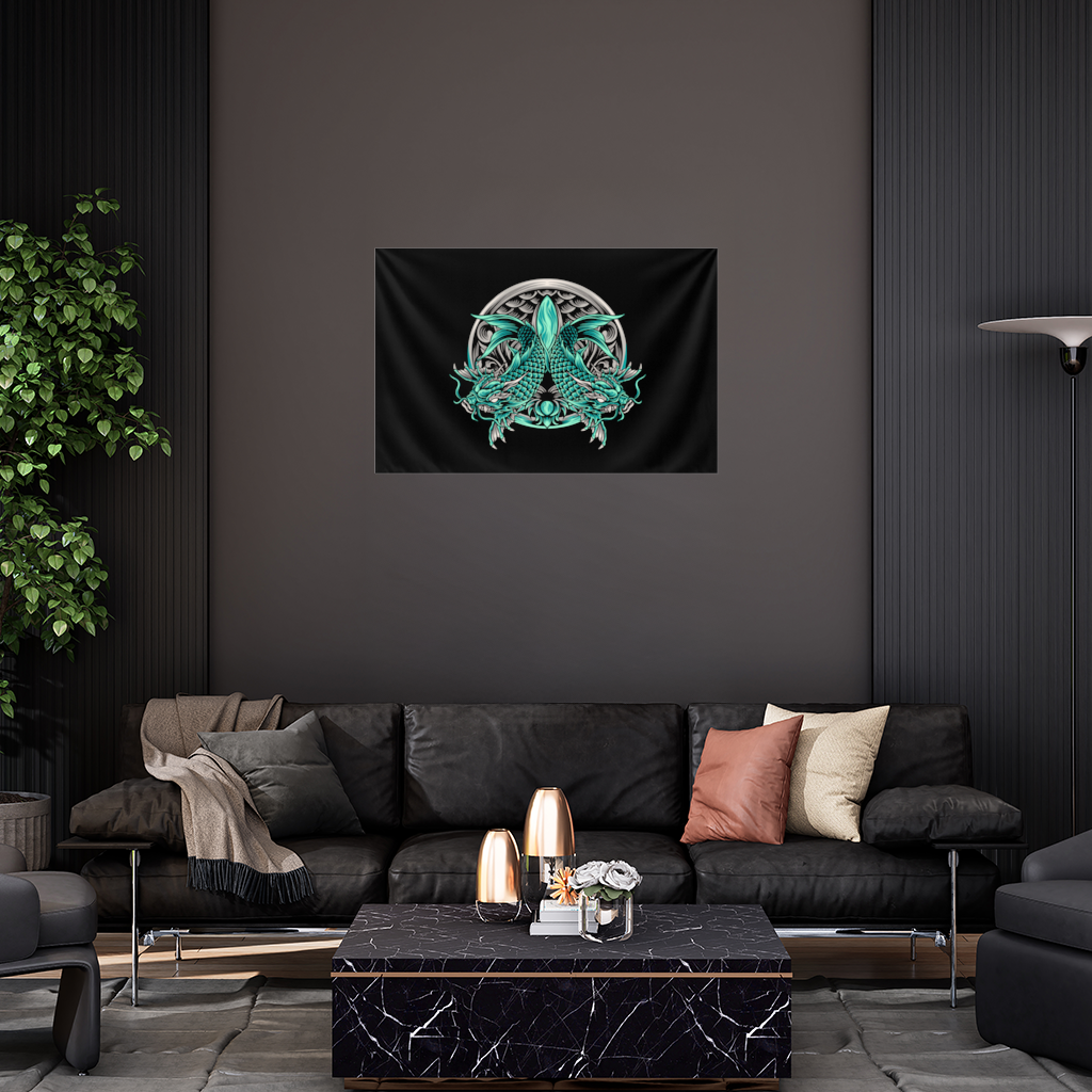 Turquoise Twin Dragon Emblem Design 