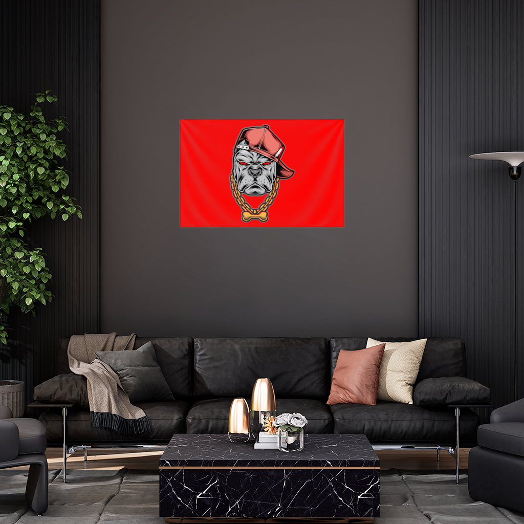 Hip Hop Style Gangster Dog Illustration Wall Tapestry