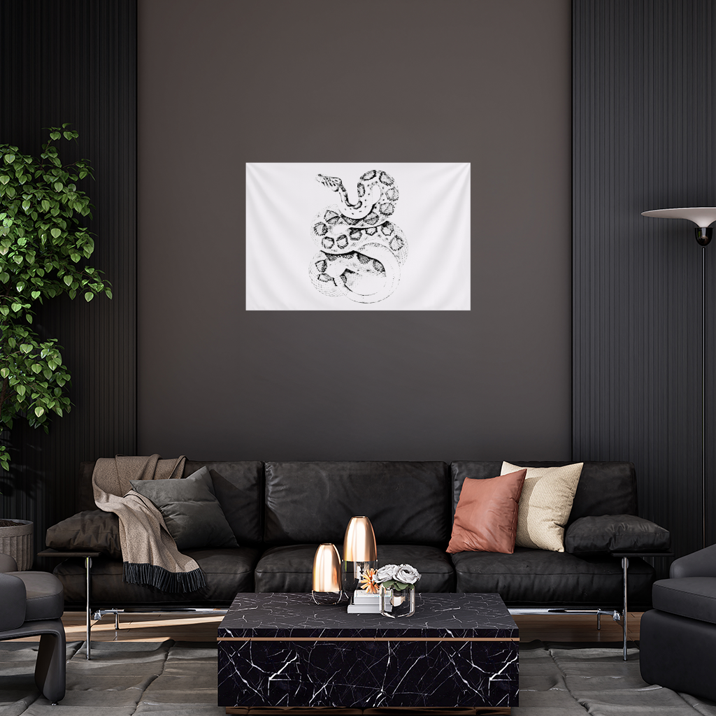 Detailed Vintage Rattlesnake Illustration Wall Tapestry
