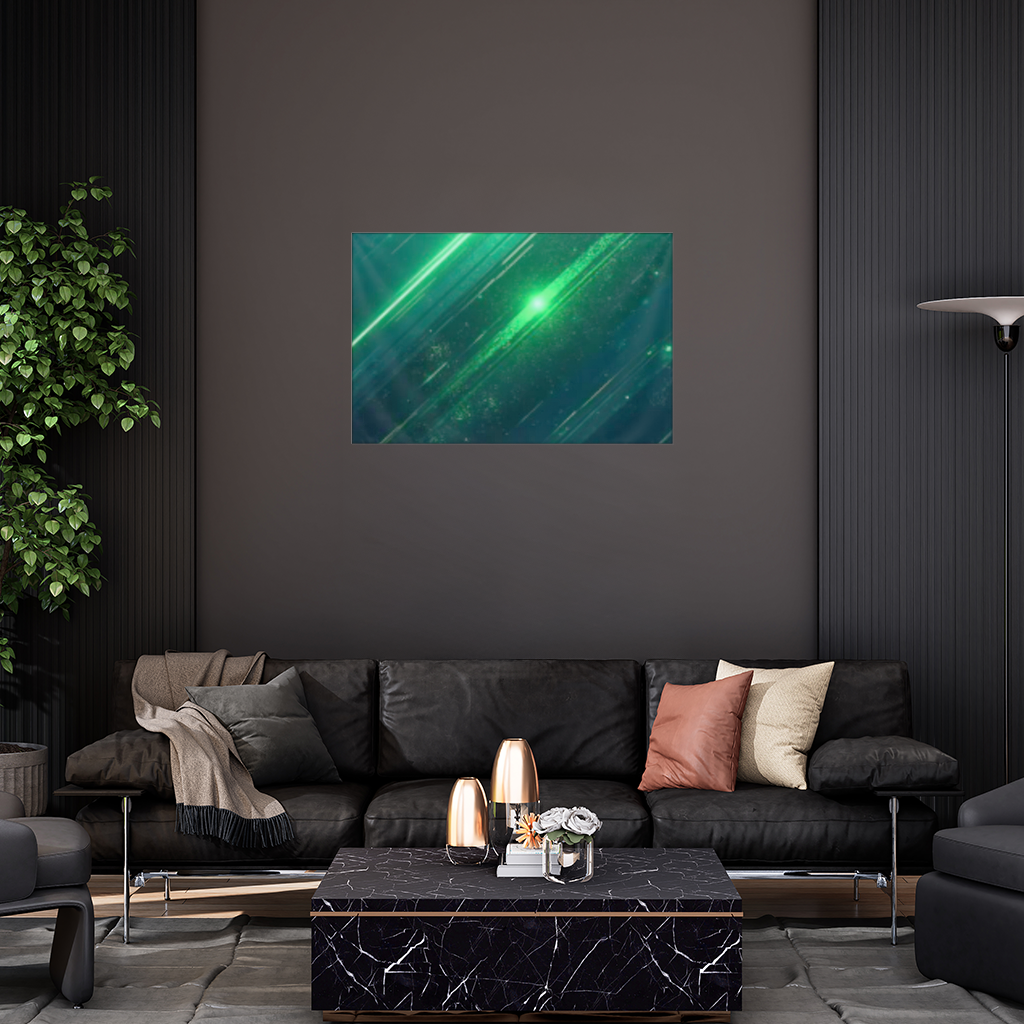 Green bright strips on black background. Wall Tapestry