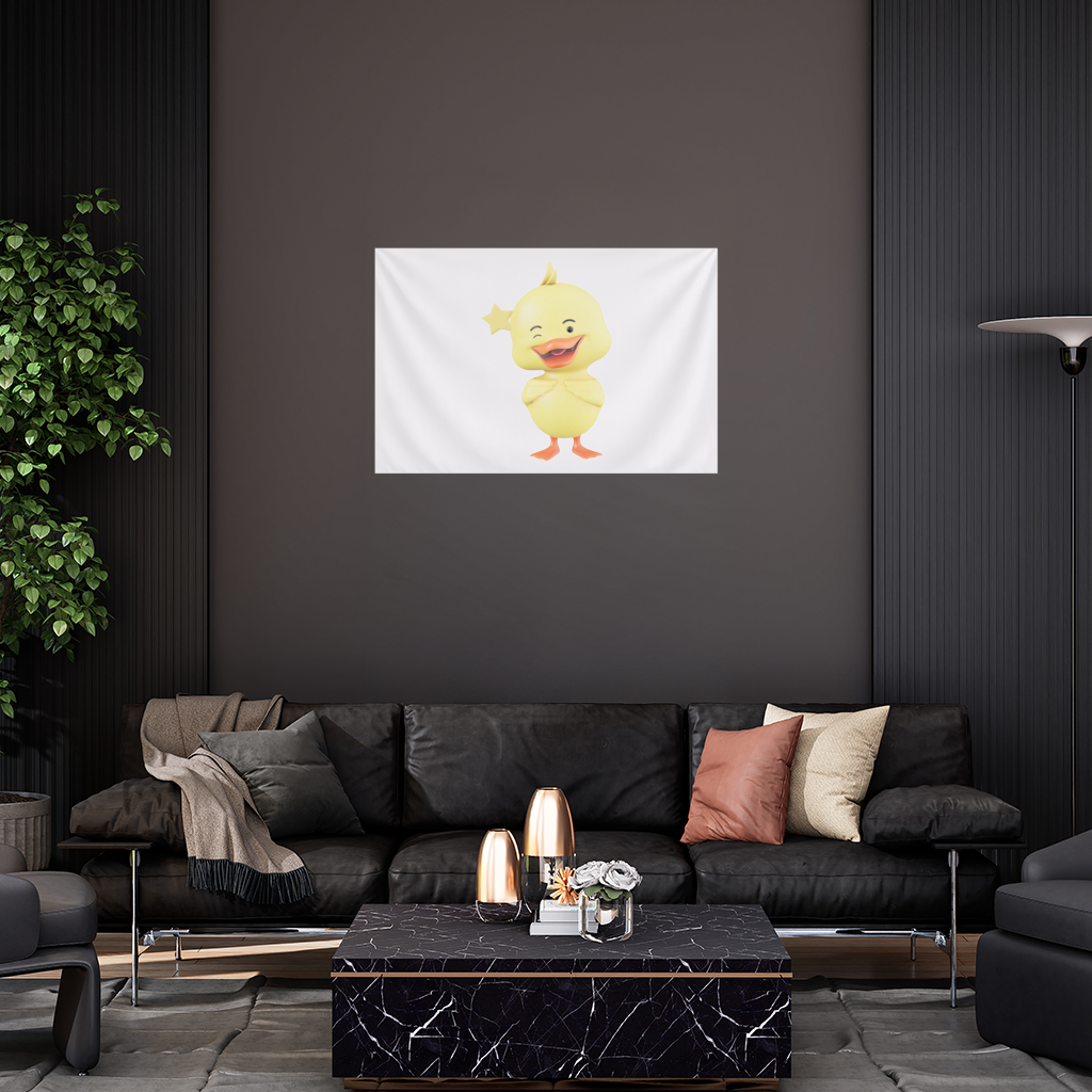 Cheerful Winking Yellow Duck with Star Wall Tapestry