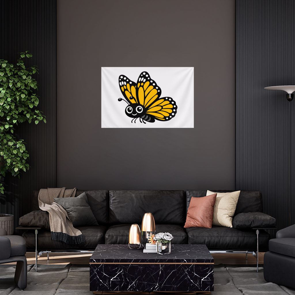 Smiling Orange Monarch Butterfly Character 