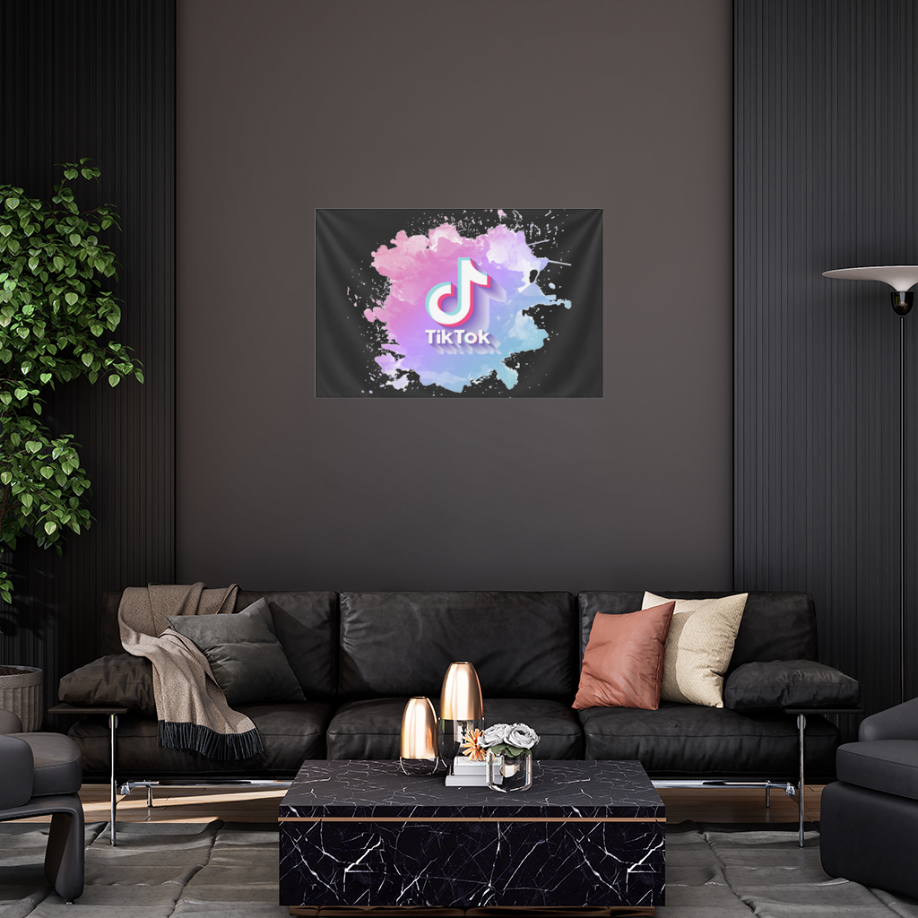 TikTok Logo with Watercolor Effect Wall Tapestry