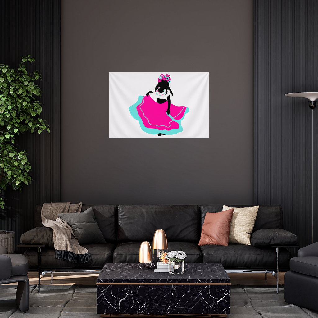 Mexican Folklorico Dancer Silhouette Wall Tapestry