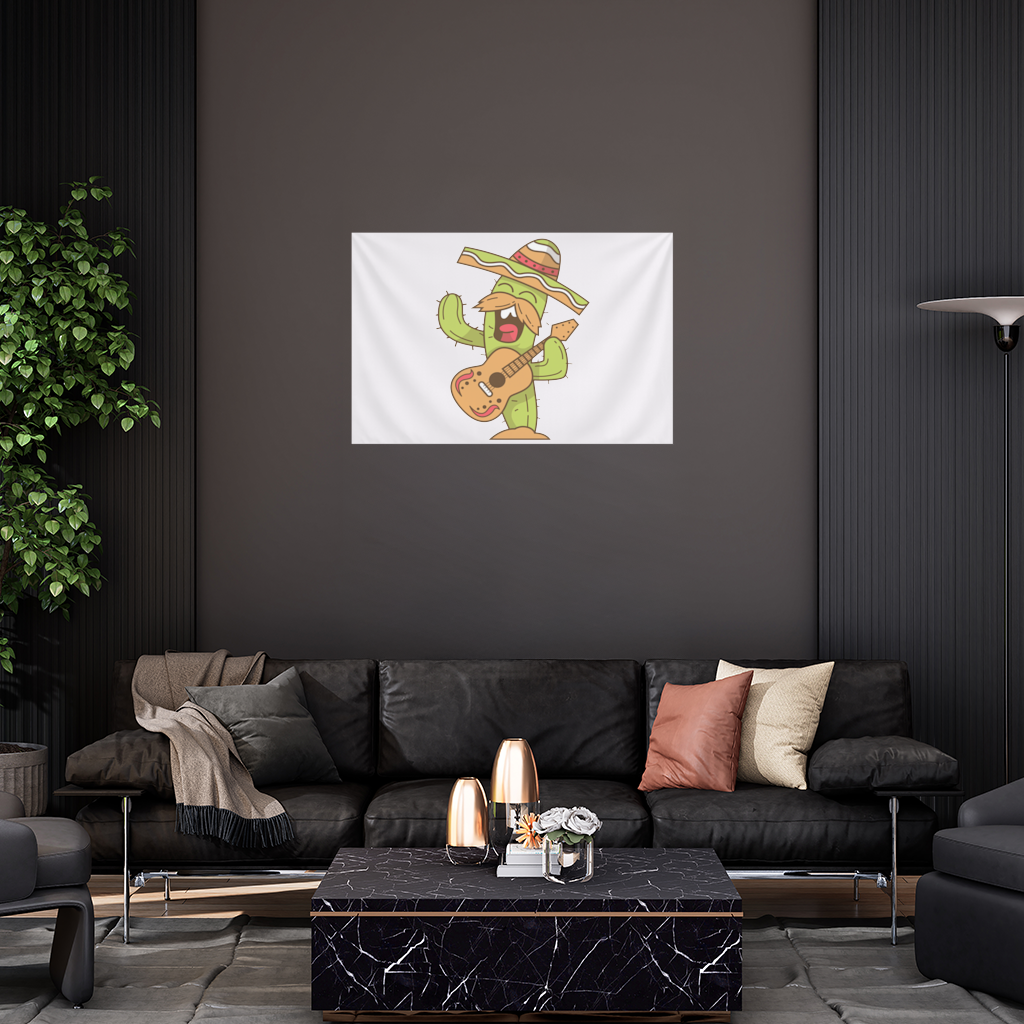 Mariachi Cactus Playing Guitar Wall Tapestry
