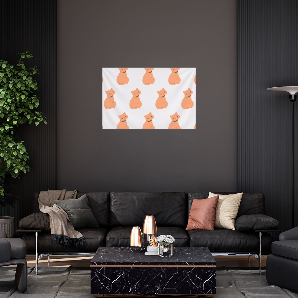 Kawaii Orange Cat Blep Wall Tapestry