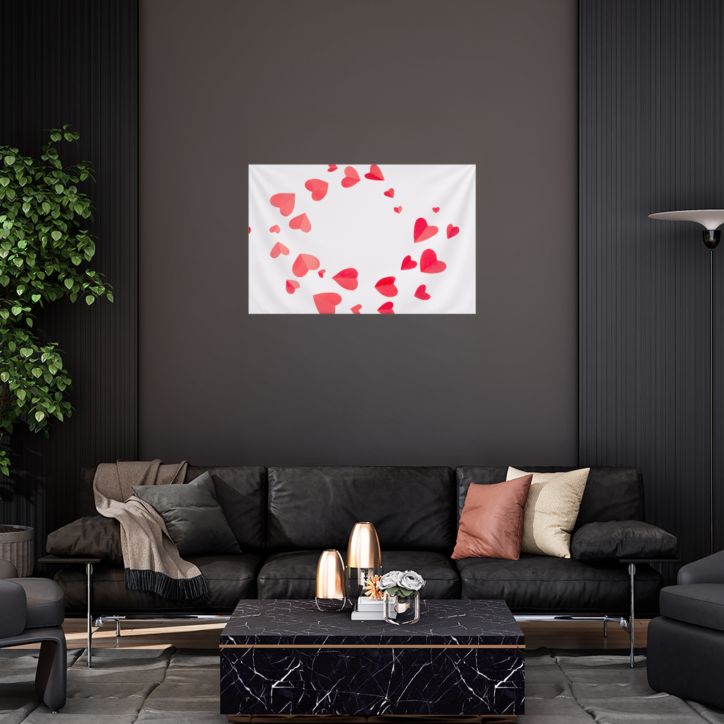 Red Hearts Frame Design Wall Tapestry