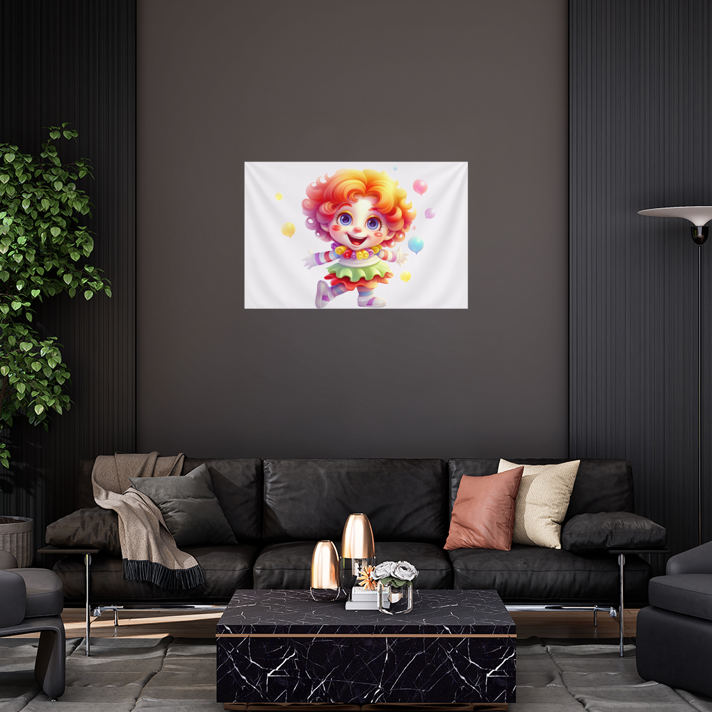 Cute Rainbow Hair Happy Clown Wall Tapestry