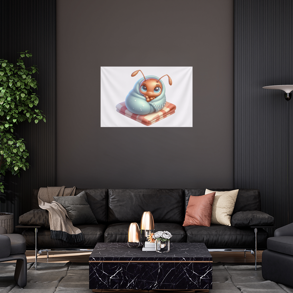 Kawaii Baby Ant Wrapped in Blanket Wall Tapestry