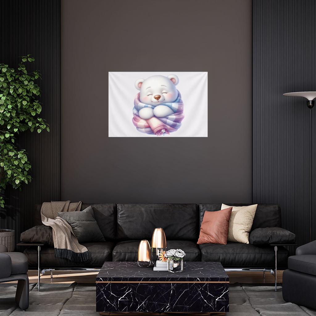 Cozy Sleepy Polar Bear Cub Wall Tapestry