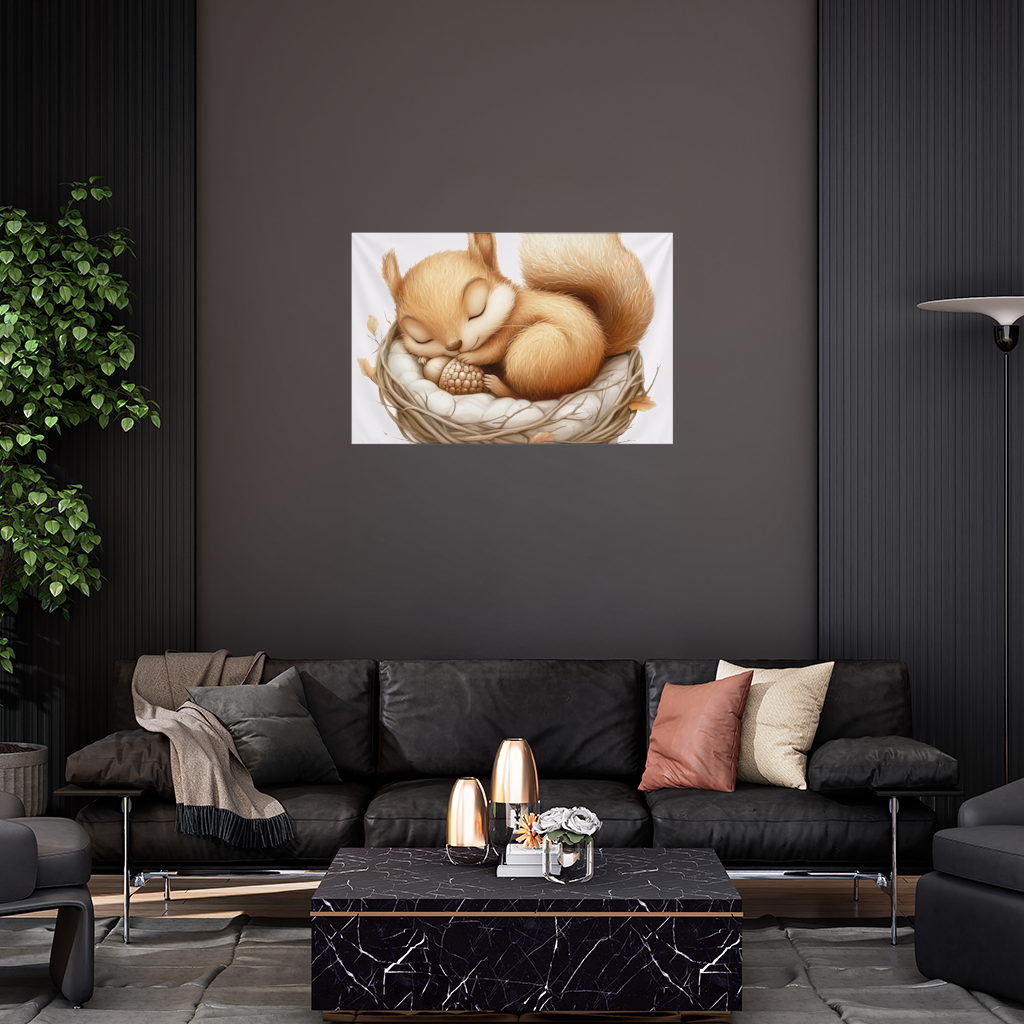 Sleeping Baby Squirrel in Nest Wall Tapestry
