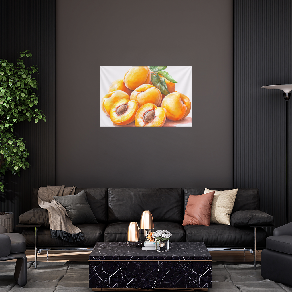 Watercolor Apricot and Leaves Wall Tapestry