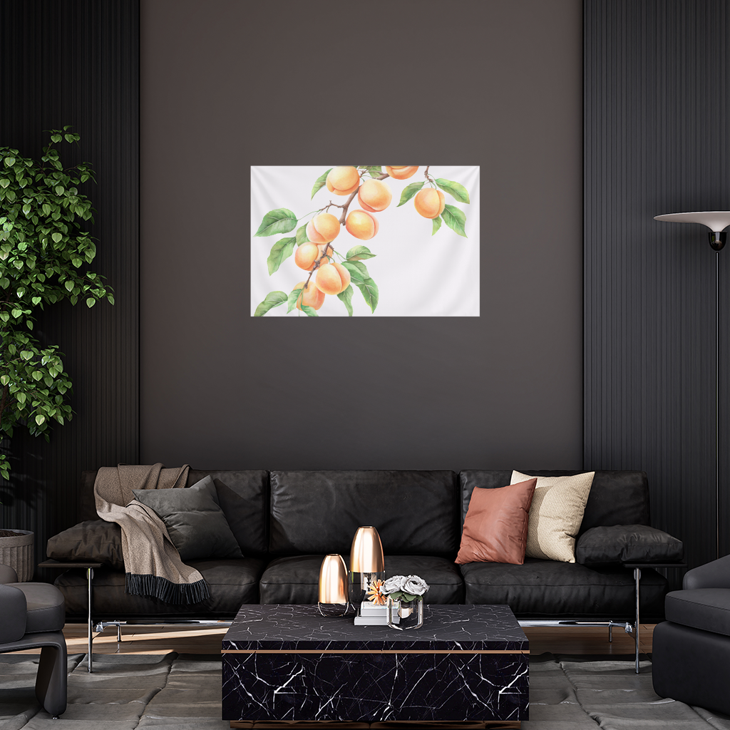 Ripe Orange Apricot Fruit Branch Wall Tapestry