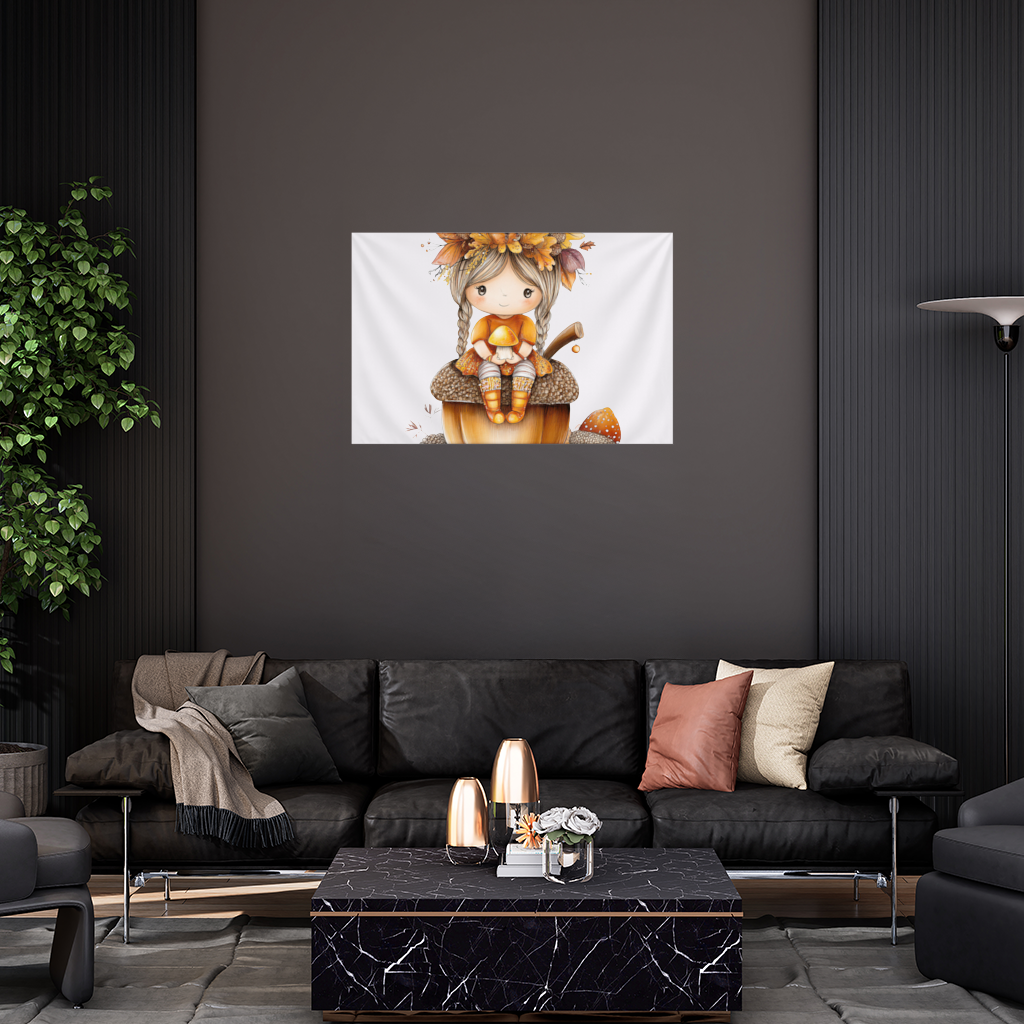 Mantar Tutan Meşe Palamudu Kızı Duvar Örtüsü