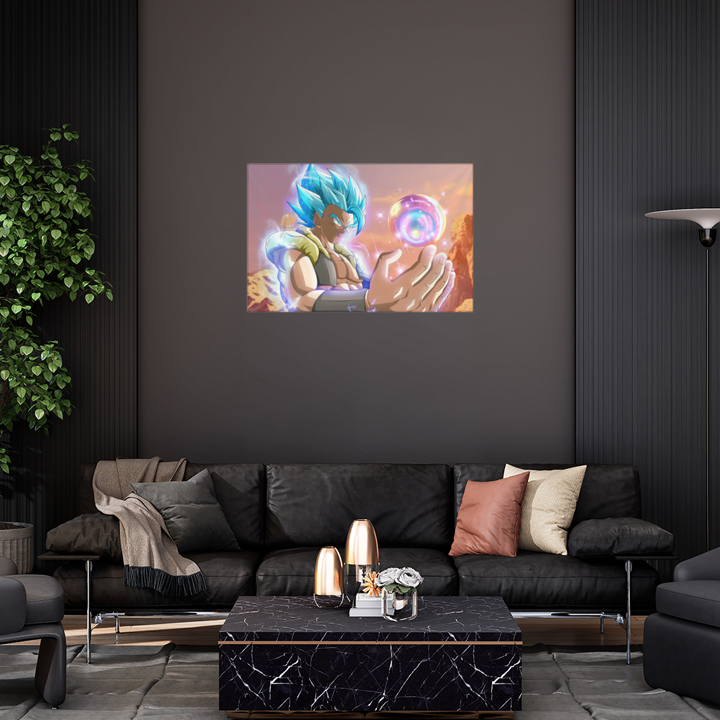 Enerji Küresi Tutan Mavi Saçlı Savaşçı Duvar Örtüsü