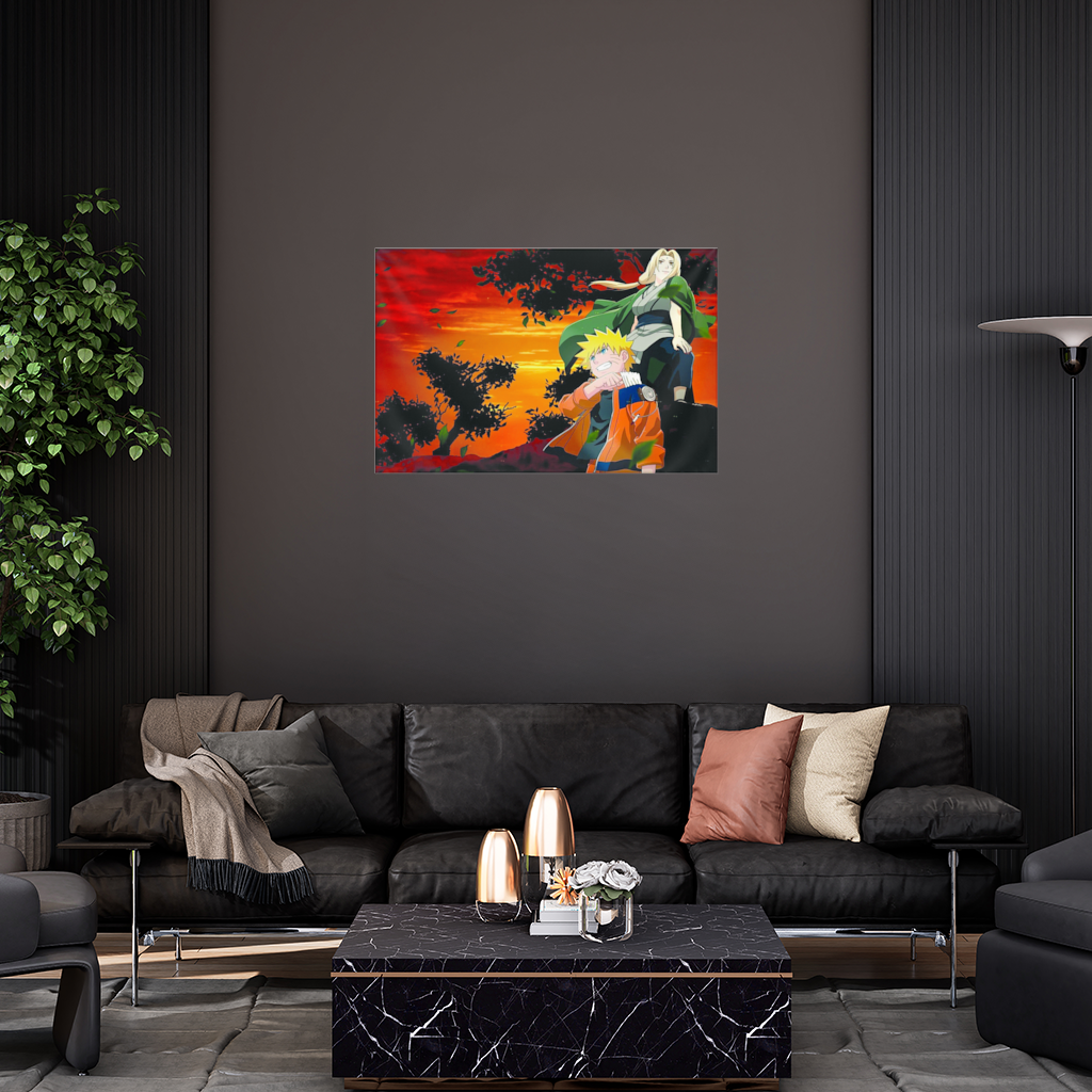 Orange Jacket Warrior Red Sunset Wall Tapestry