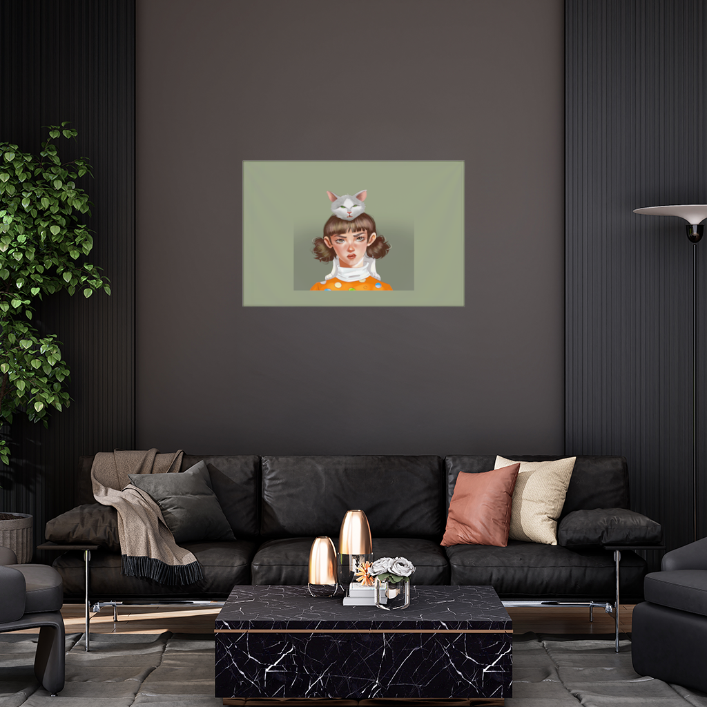 Mood Kedi ve Ben Dokunma Telefonuma! Duvar Örtüsü