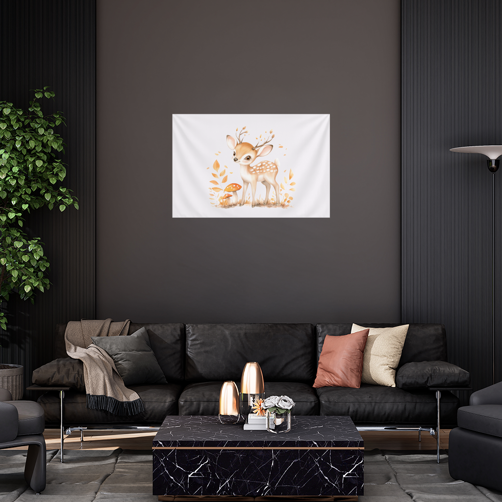 Whimsical Autumn Woodland Fawn Wall Tapestry