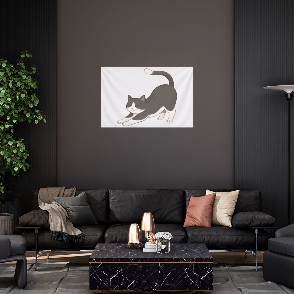 Esneyen Smokin Kedi Duvar Örtüsü