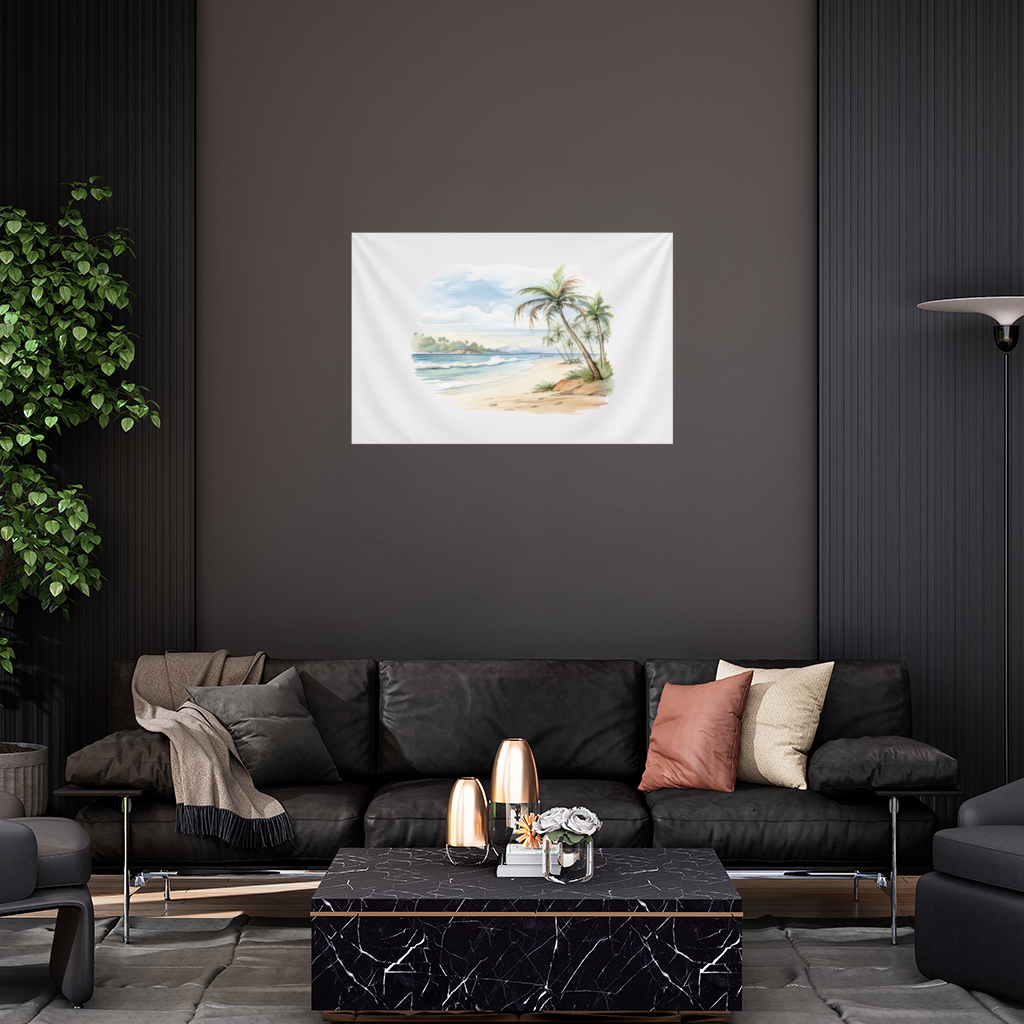 Tropical Palm Tree Beach Wall Tapestry