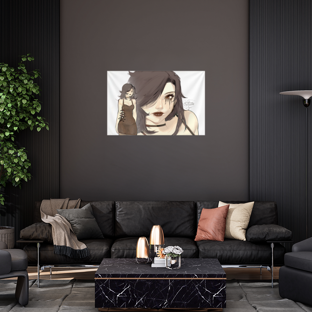 Goth Anime Girl Wall Tapestry