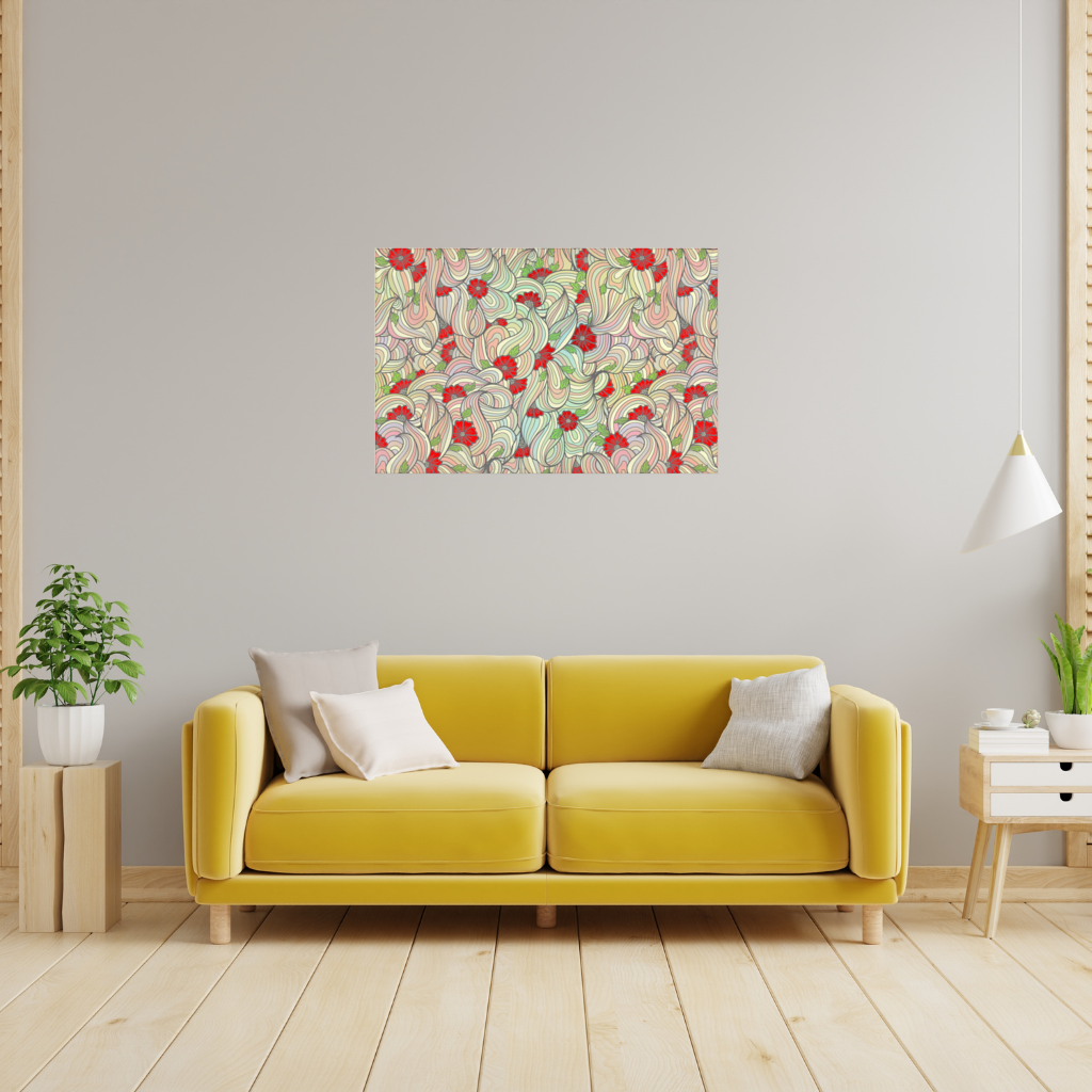 Floral Retro Wavy Pattern Wall Tapestry