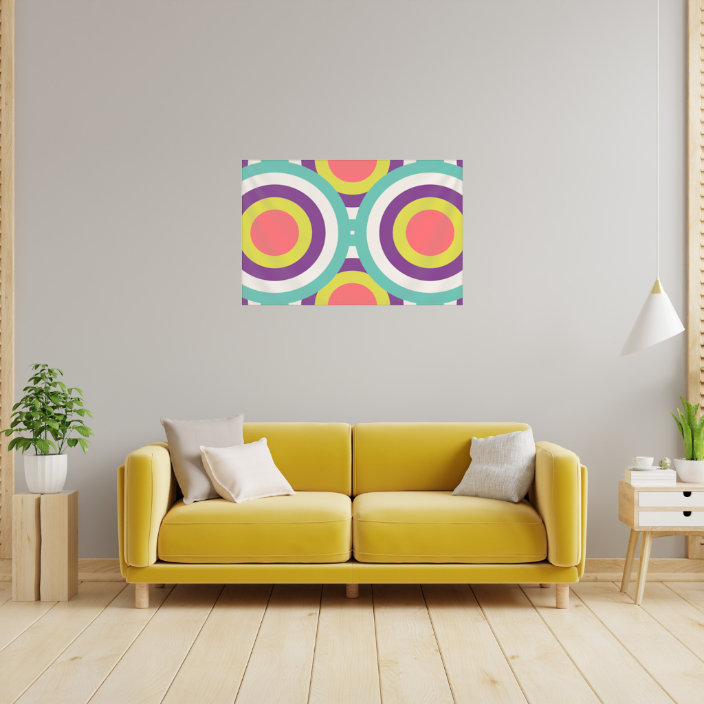 Colorful Geometric Circle Pattern Wall Tapestry