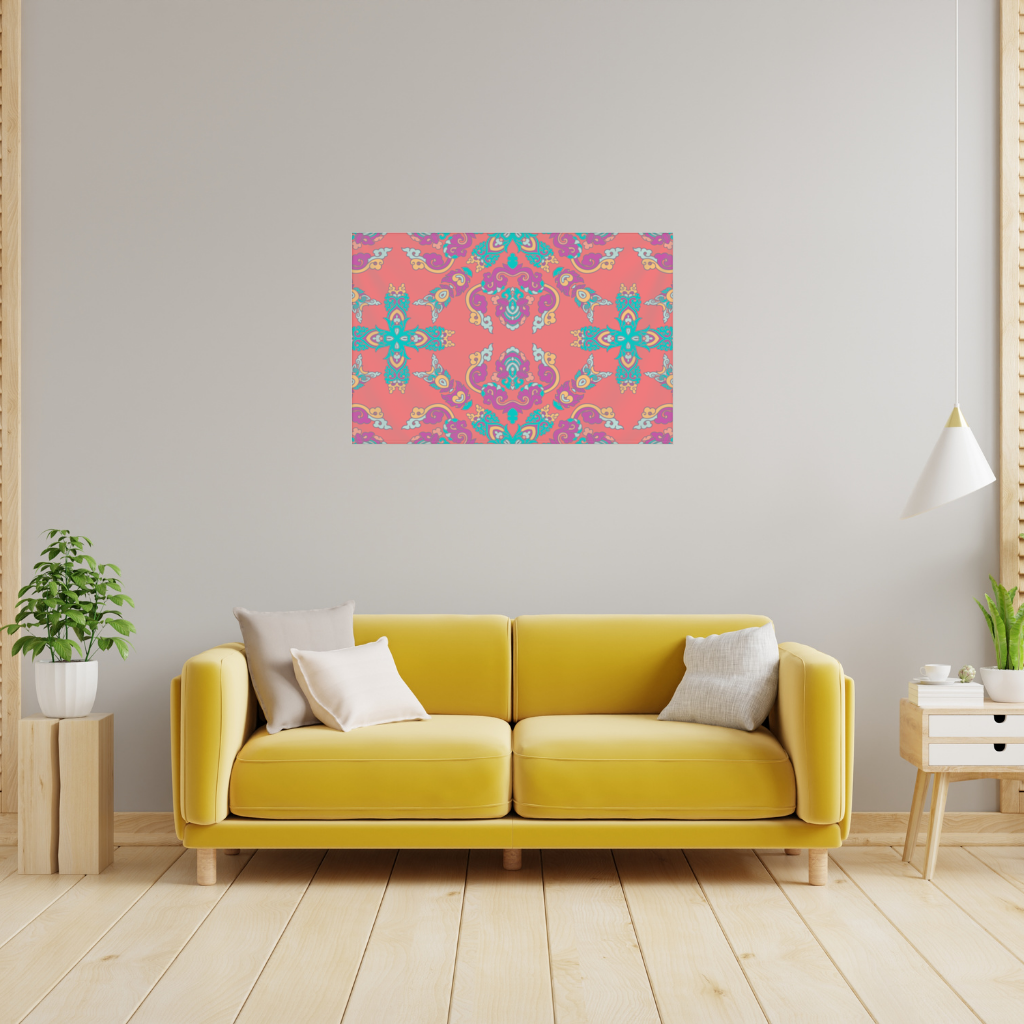 Vibrant Red Oriental Mandala Pattern Wall Tapestry