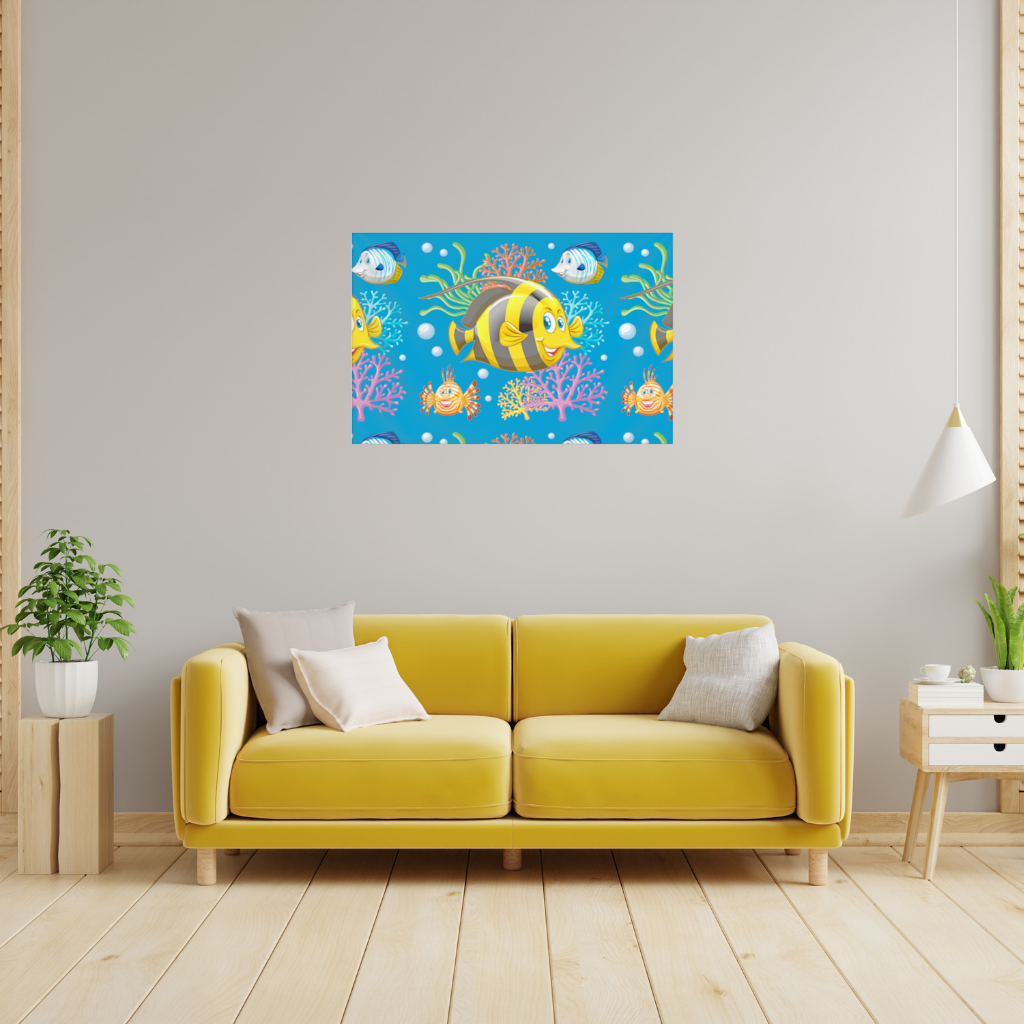 Colorful Tropical Fish and Coral Reef Pattern 