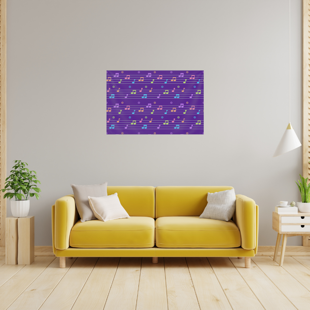 Colorful Music Notes and Modern Rhythm Seamless Pattern Wall Tapestry