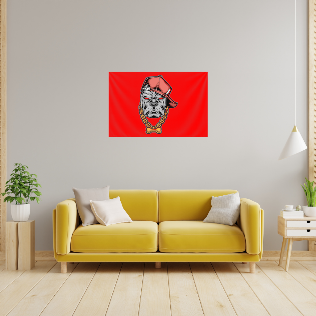 Hip Hop Style Gangster Dog Illustration Wall Tapestry