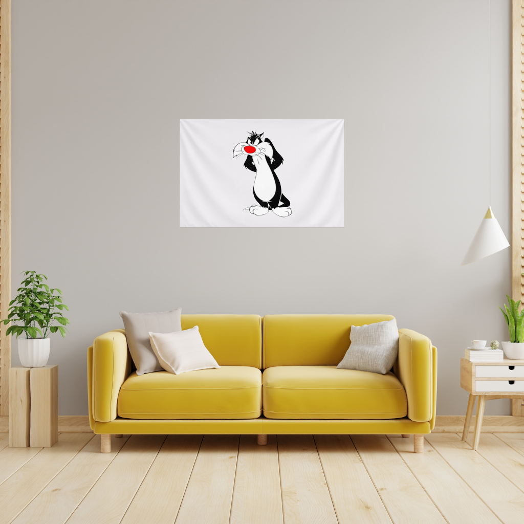 Funny Cartoon Cat Illustration Wall Tapestry