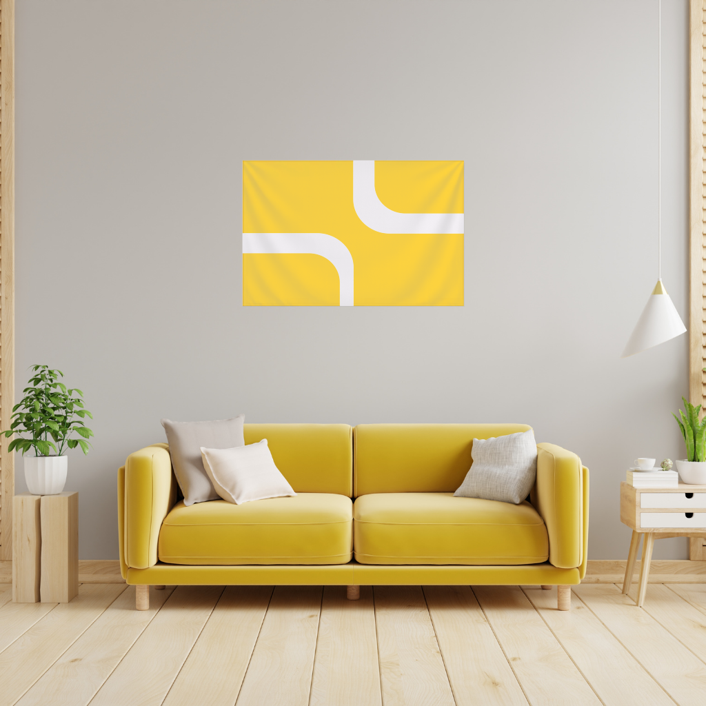 Yellow Geometric Labyrinth and Modern Abstract Pattern Wall Tapestry