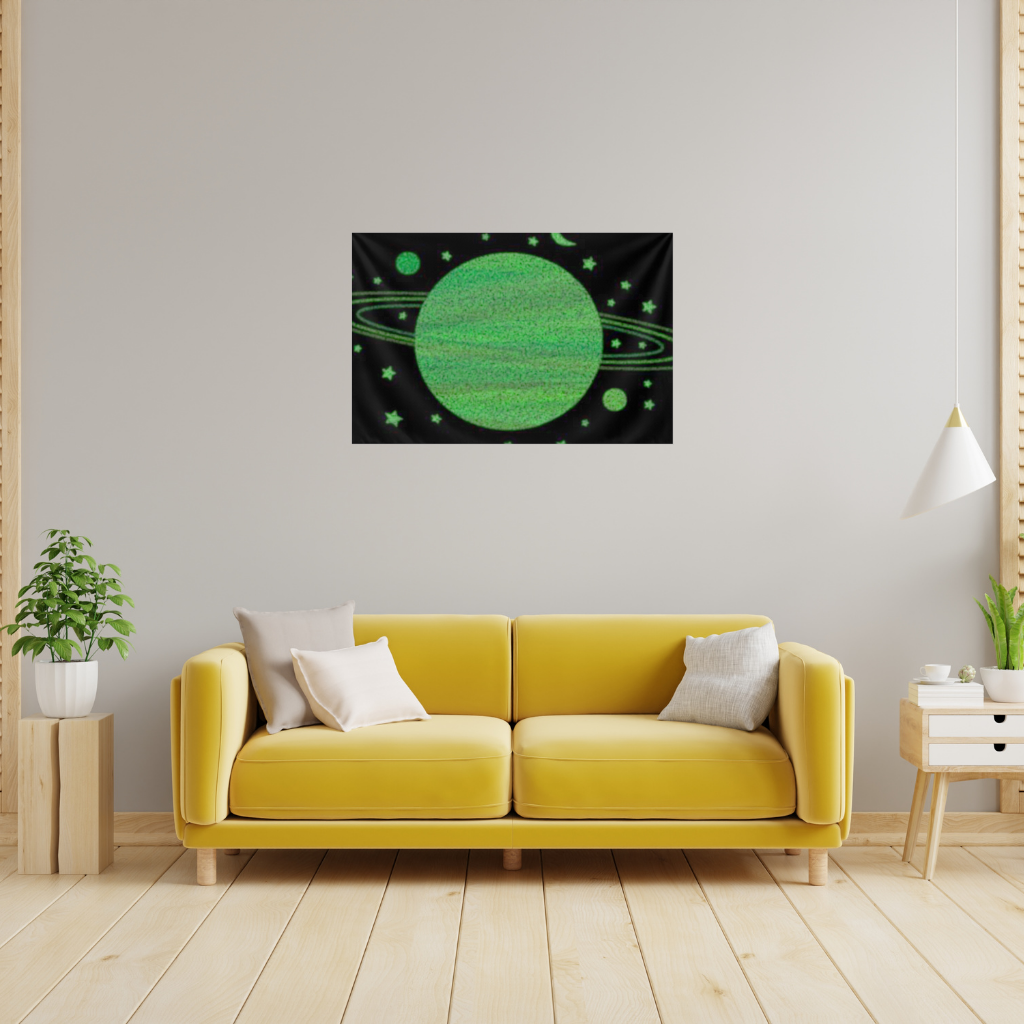 Yeşil parlak gezegenler Duvar Örtüsü