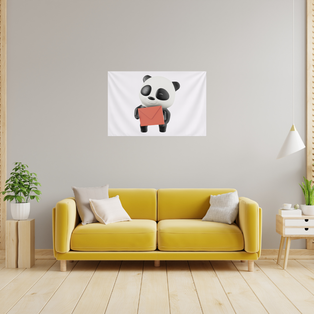 Happy Panda Character Holding Red Envelope Wall Tapestry