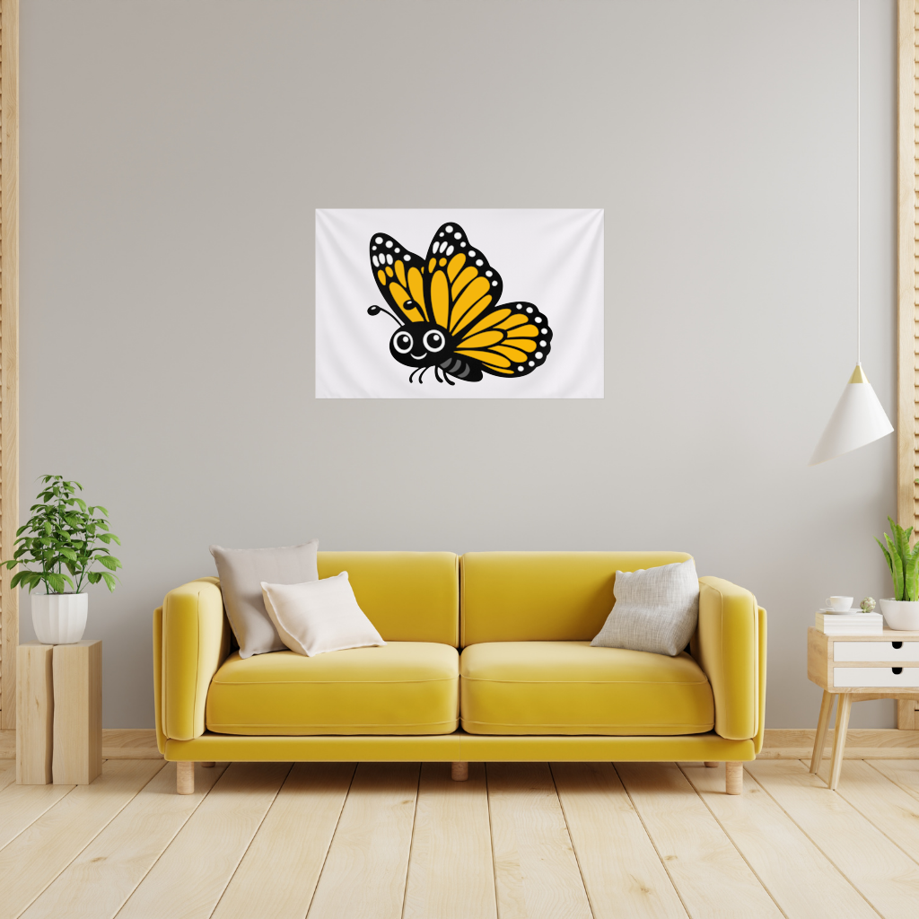 Gülümseyen Turuncu Monarch Kelebeği Duvar Örtüsü