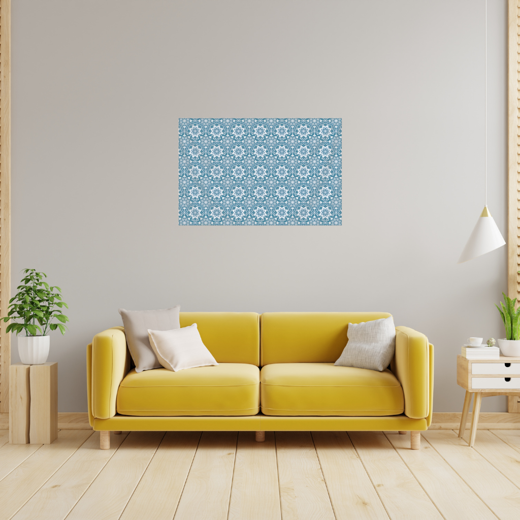 Elegant Blue Mandala Pattern Wall Tapestry