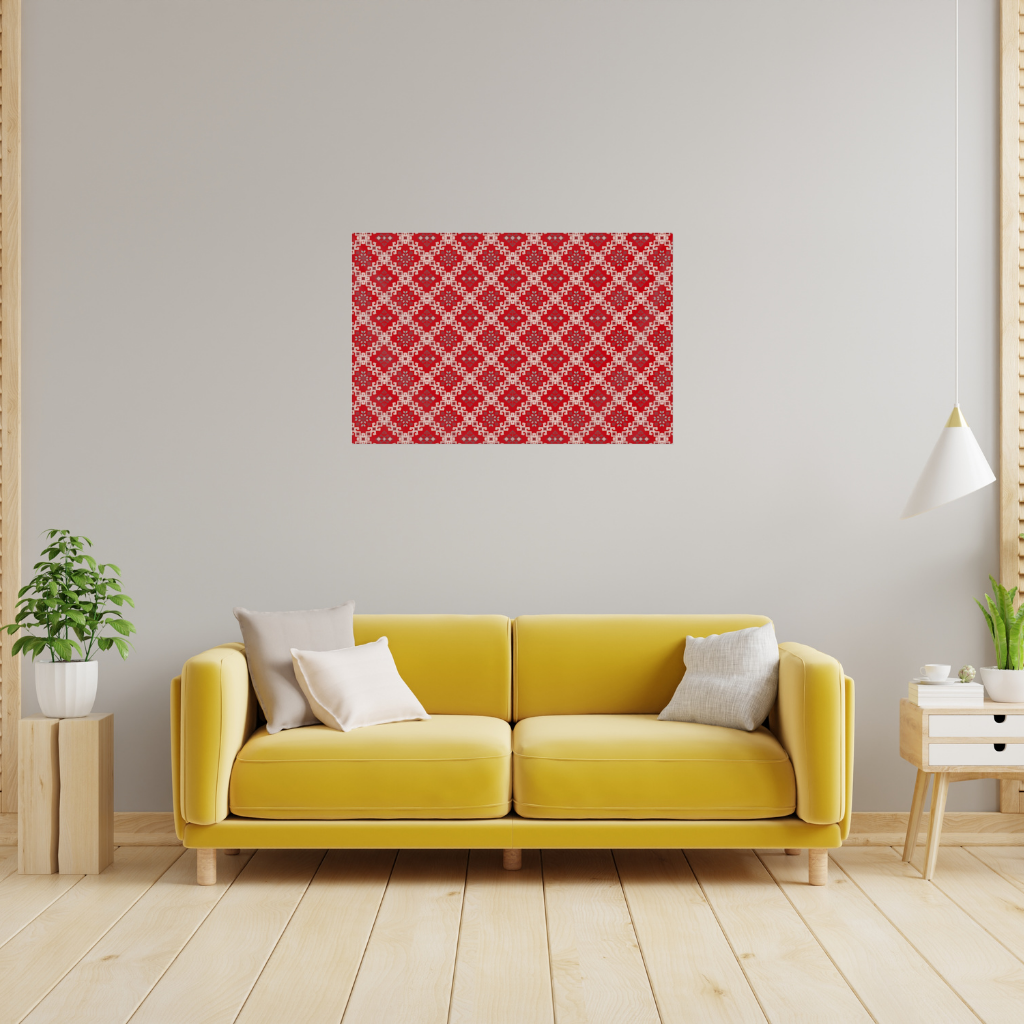 Red Ethnic Embroidery Pattern Wall Tapestry