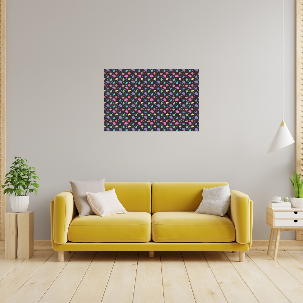 Colorful Heart Umbrellas Pattern Wall Tapestry