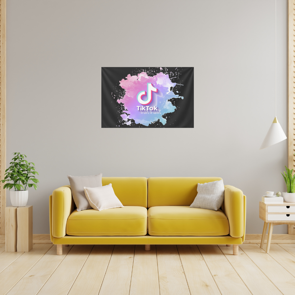 TikTok Logo with Watercolor Effect Wall Tapestry