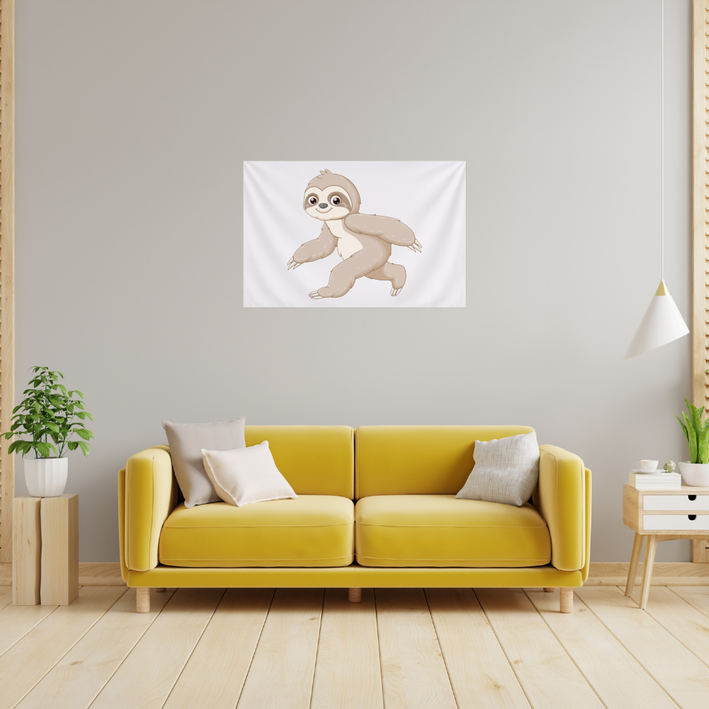 Cute Joyful Walking Sloth Wall Tapestry