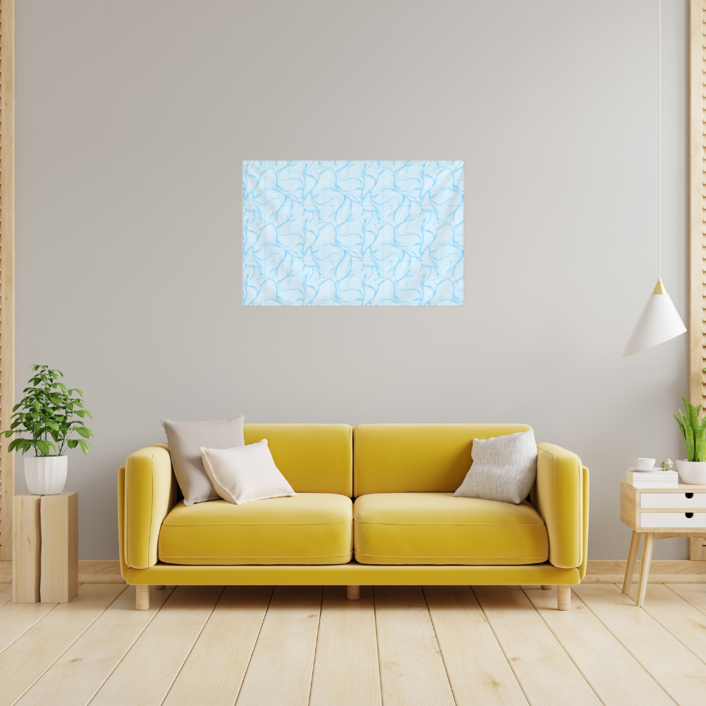 Blue Wavy Linear Abstract Pattern Wall Tapestry