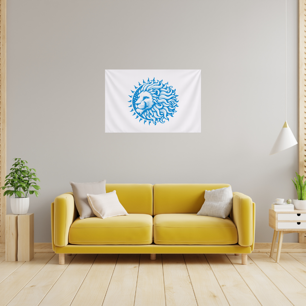 Leo Zodiac Sun and Moon Blue Motif 