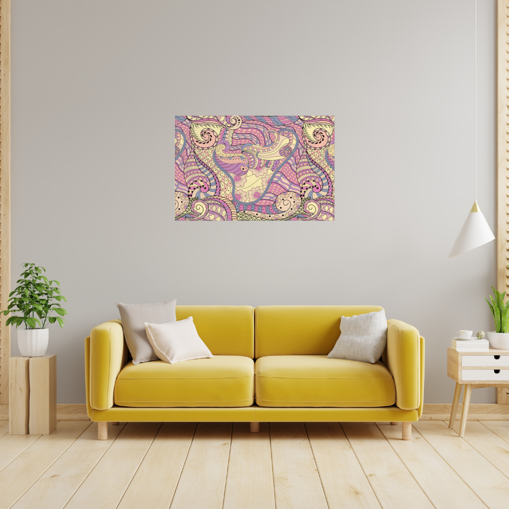 Psychedelic Zentangle Floral Wall Tapestry
