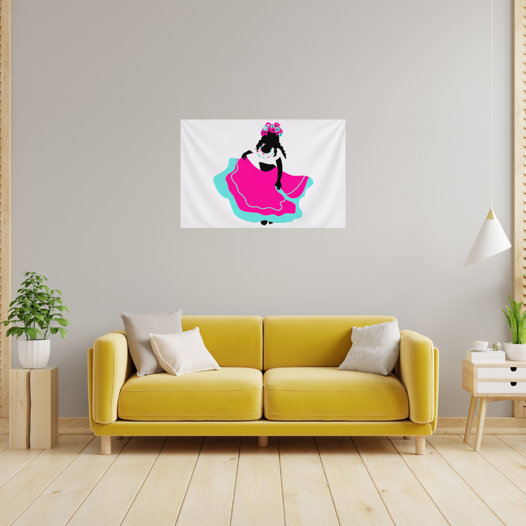 Mexican Folklorico Dancer Silhouette Wall Tapestry