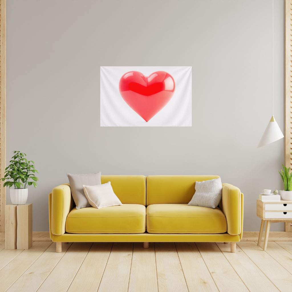 Glossy Red 3D Heart Wall Tapestry