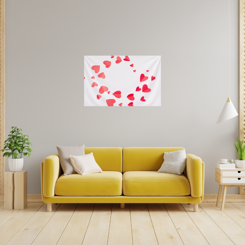 Red Hearts Frame Design Wall Tapestry