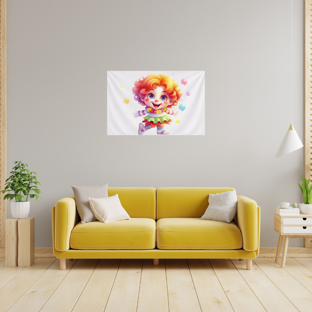 Cute Rainbow Hair Happy Clown Wall Tapestry